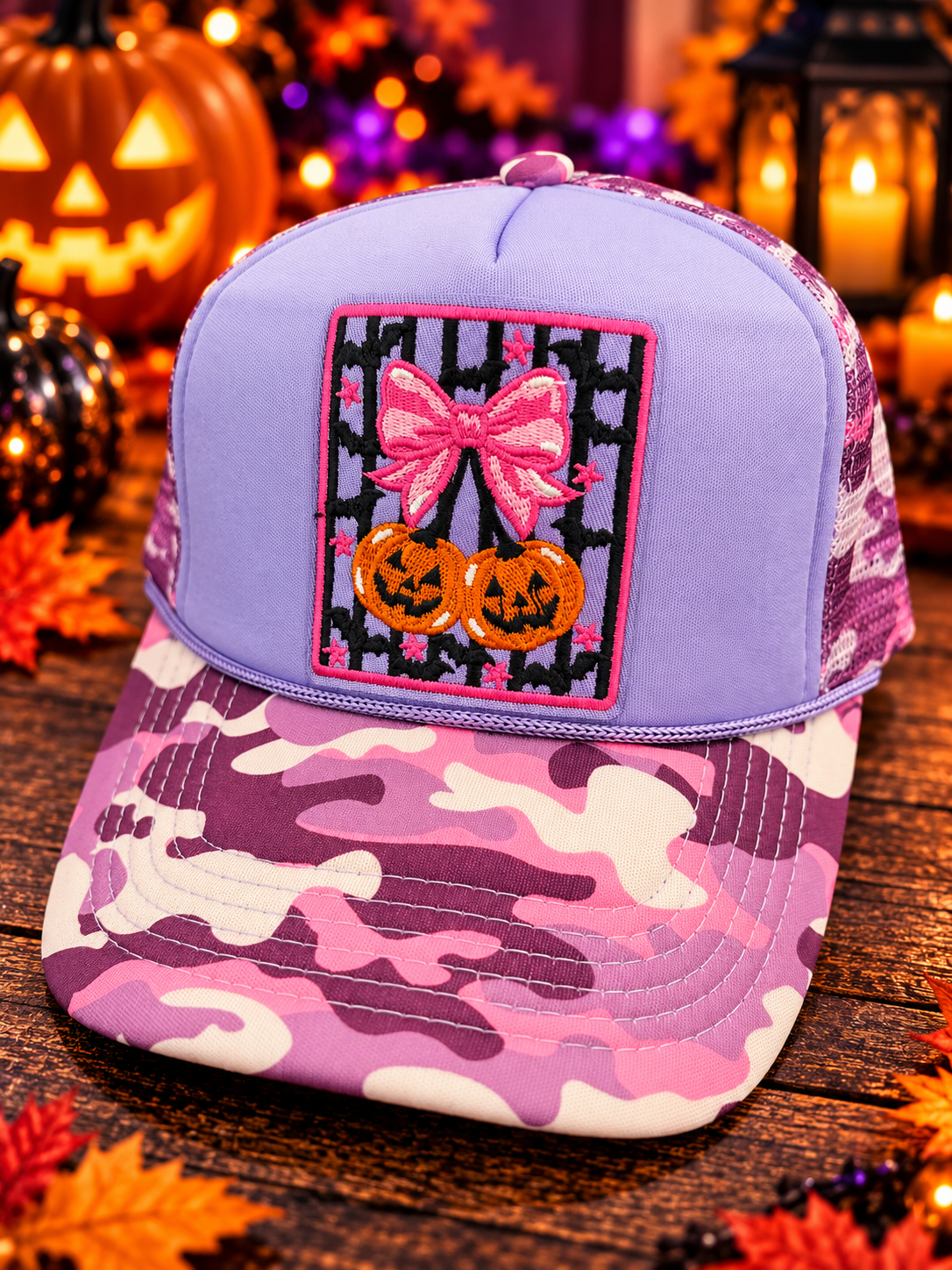 Lavendar Camo Halloween Trucker Hat