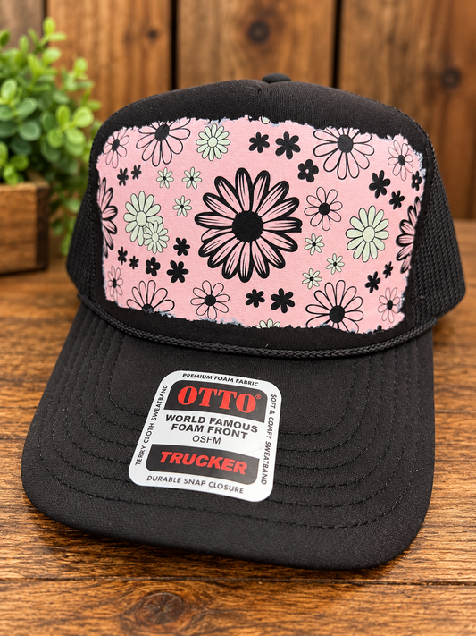 Pink Floral  Trucker Hat