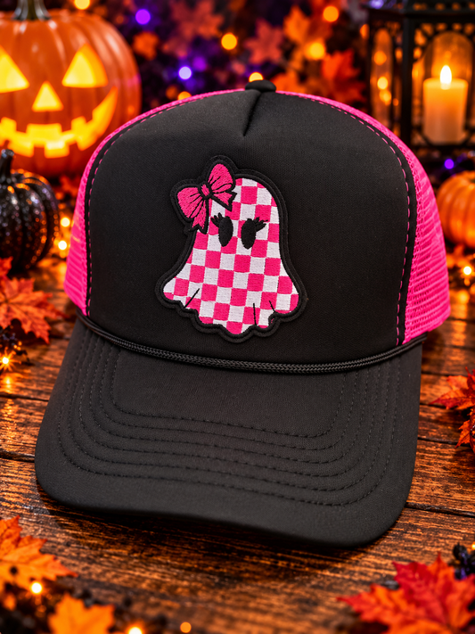 Hot Pink Ghost Trucker Hat