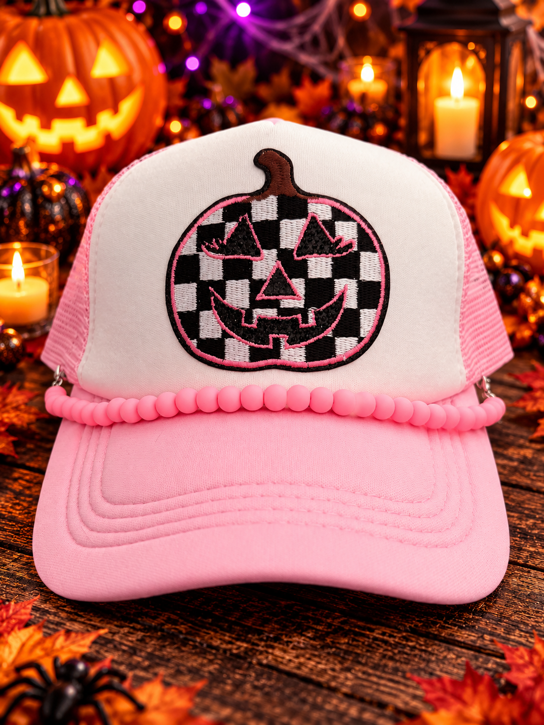 Pink Jack O Lantern Trucker Hat