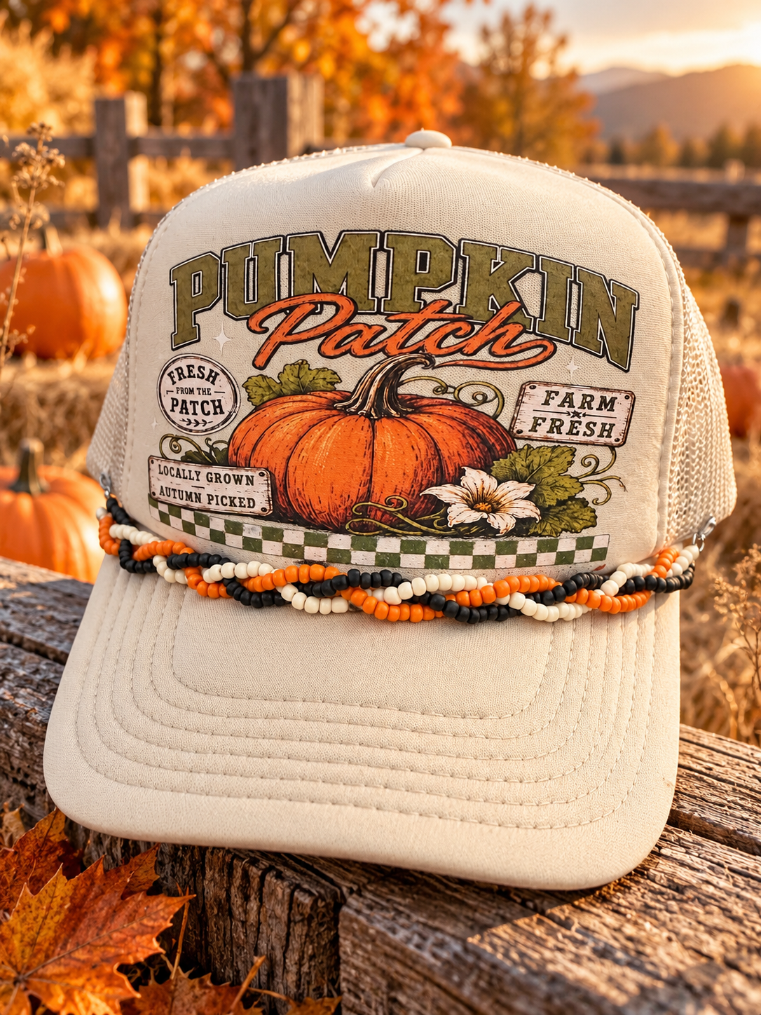 Rustic Pumpkin Patch Trucker Hat