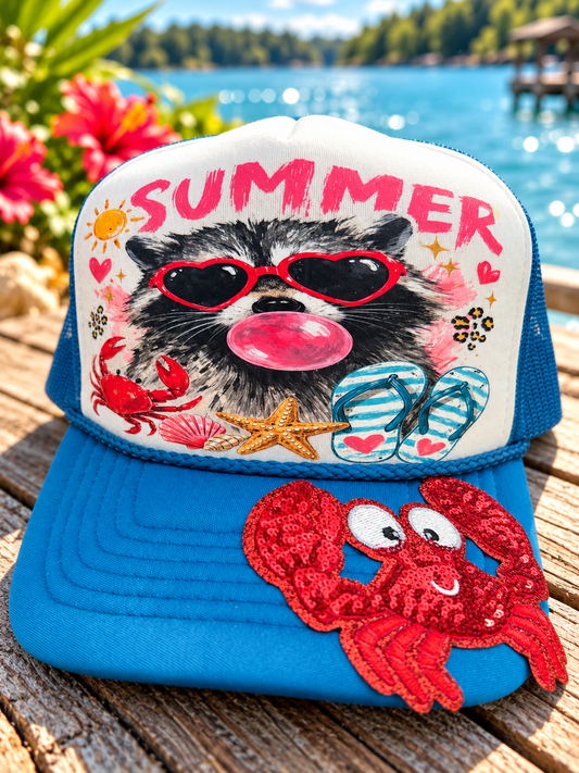 Summer Raccoon Trucker Hat