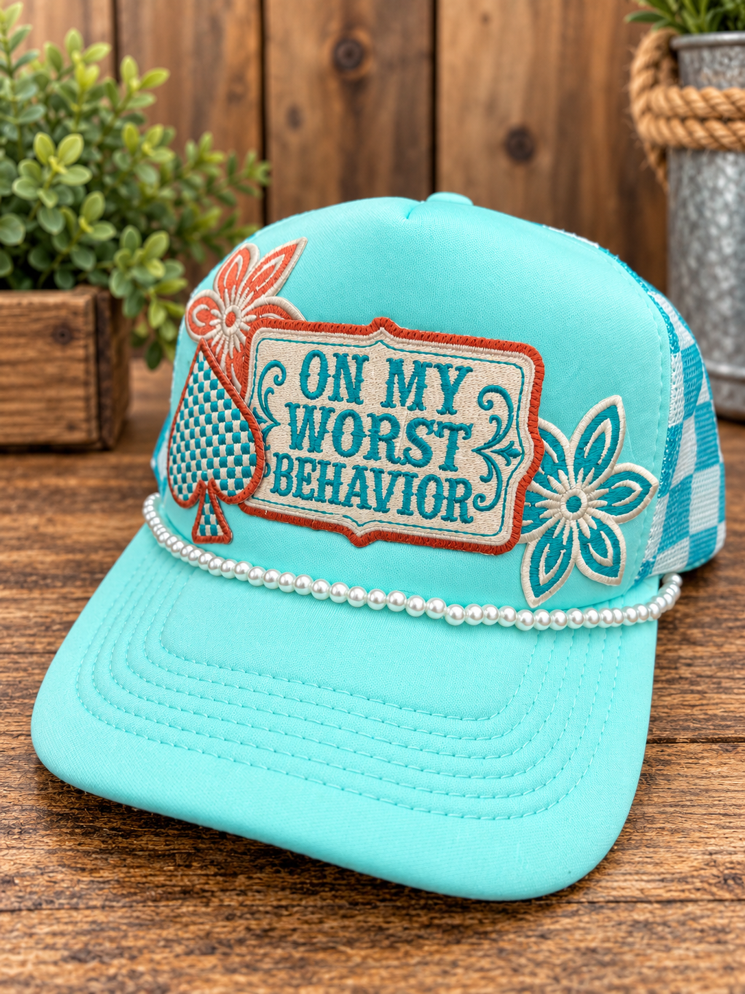 On My Worst Behavior Trucker Hat